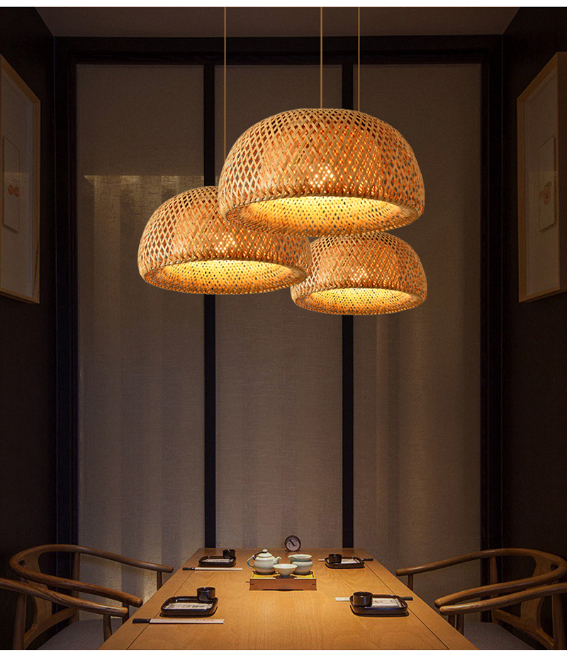Modern Natural Bamboo Ceiling Lights E27 Minimalism Home wicker rattan ceiling lamp(WH-WA-52)