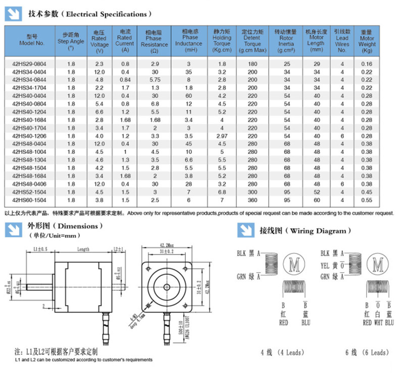 Nema 17 Stepper Motor Full Size Mini 3D Printer 2 Phase 1.8 Degree High Torque