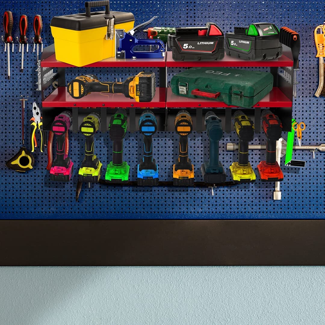 Non-folding Rack Heavy Duty Metal Wall Mount Drill Holder for Cordless Tool Storage