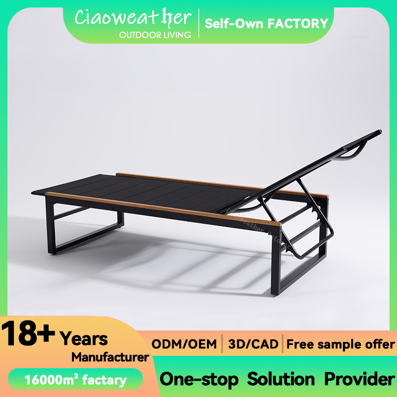 Outdoor Sun Loungers Adjustable Reclining Aluminium Sunbed for Hotel and Outdoor in Modern Garden Patio Furniture