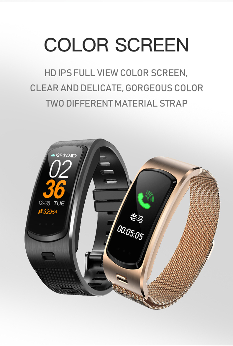 0.96inch Health Sleep Tracker IP66 90MAH Smart Call Bracelet Exercise Dustproof Watch