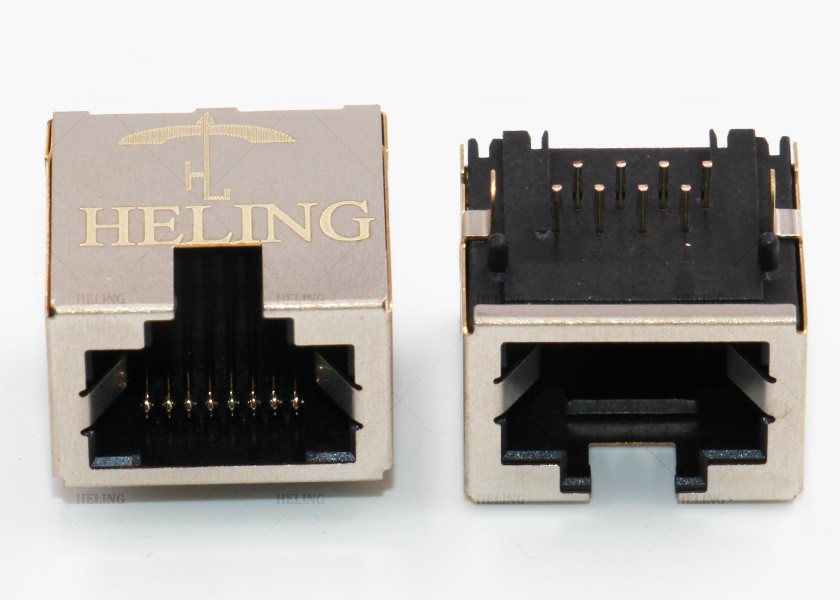 8P8C Tab Up Right Angle RJ45 Female Connector RoHS Compliant