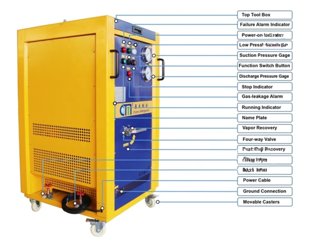 Flammable R290 R600a Refrigerant Recovery System 4HP Explosion Proof Recovery Machine Ac Charging Machine