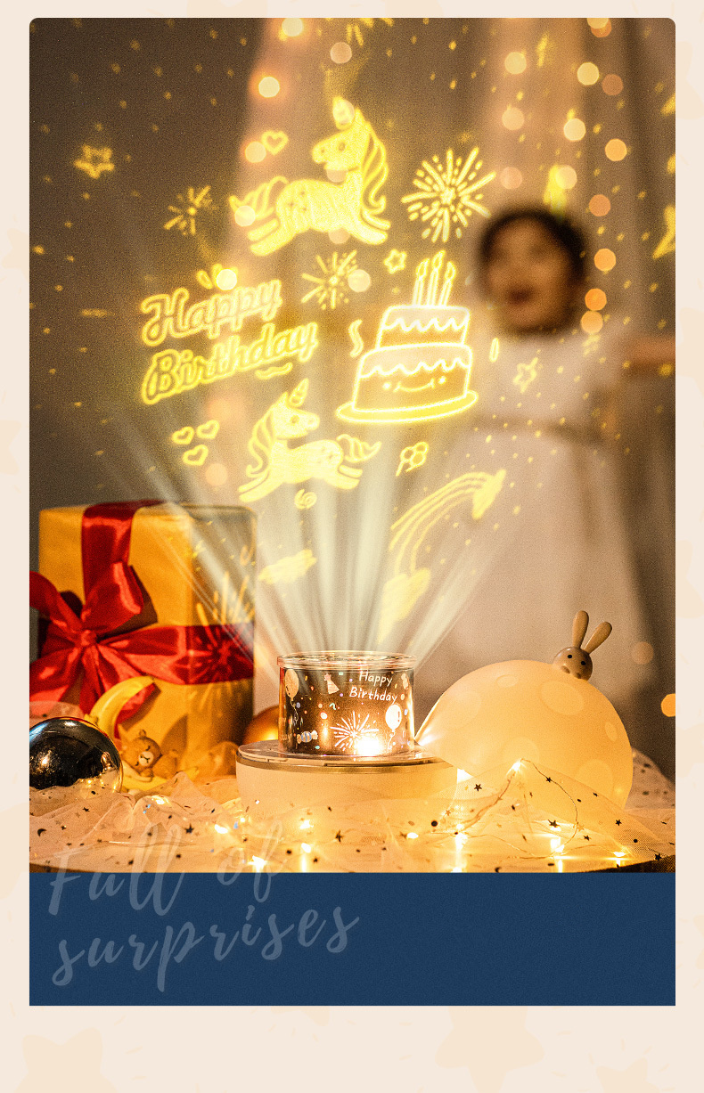 Bunny Star Night Light Projector Night Light Star Projector For Kids Baby Room Romantic Bunny Projection LED Night Lamp