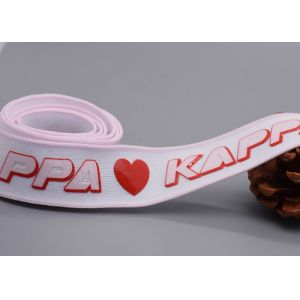 Screen Printed Silicone Logo Custom Polyester Ribbon For Apparel