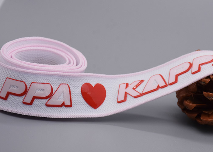  Screen Printed Silicone Logo Custom Polyester Ribbon For Apparel Manufactures