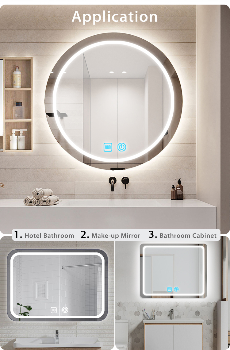 Square Shape Illuminated Anti Fog Film For Bathroom Mirror 300mm*500mm 220-240V/50-60HZ