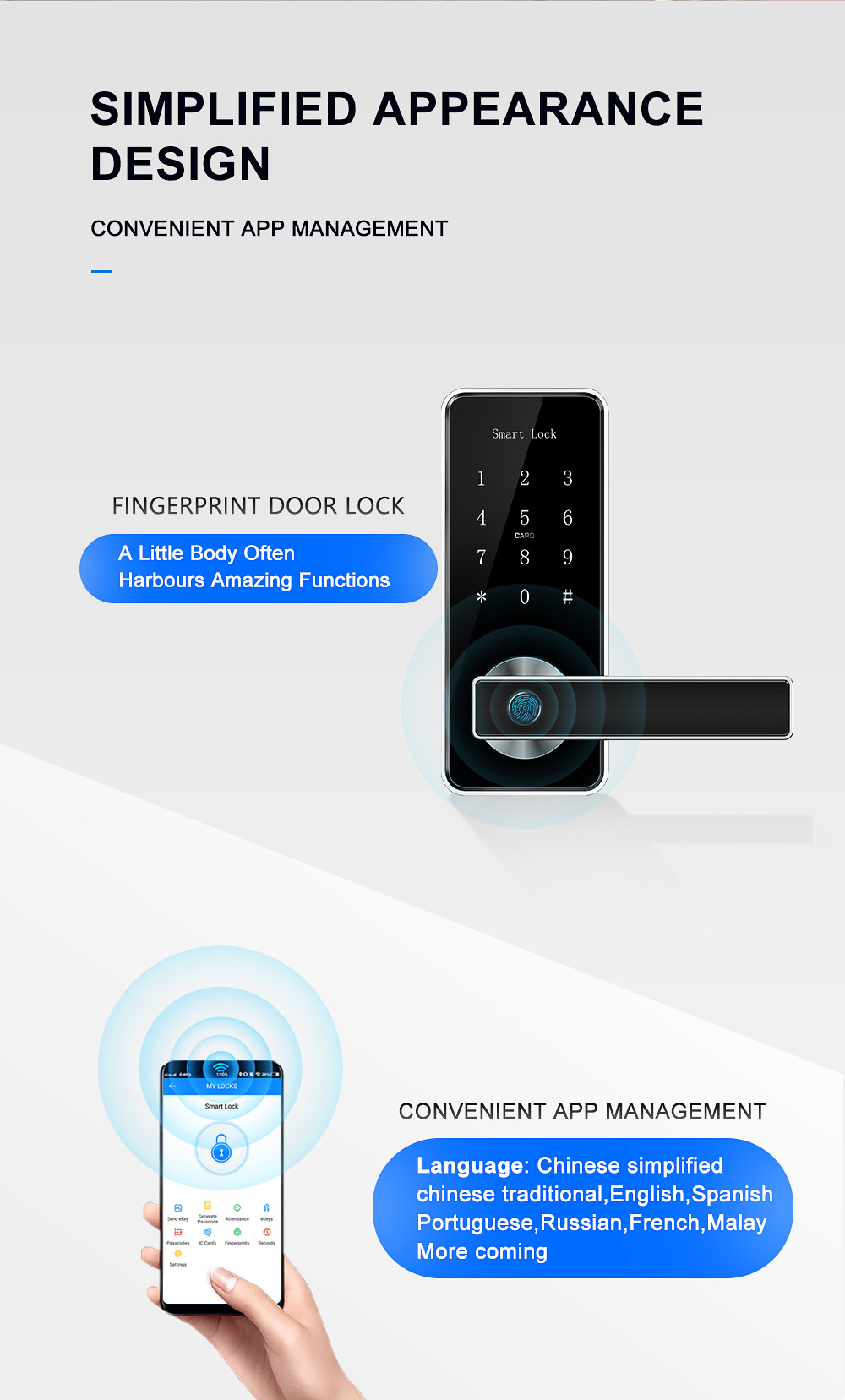 High Security Door Locks Code Lock Keyless Card Reader and Keypad for Home