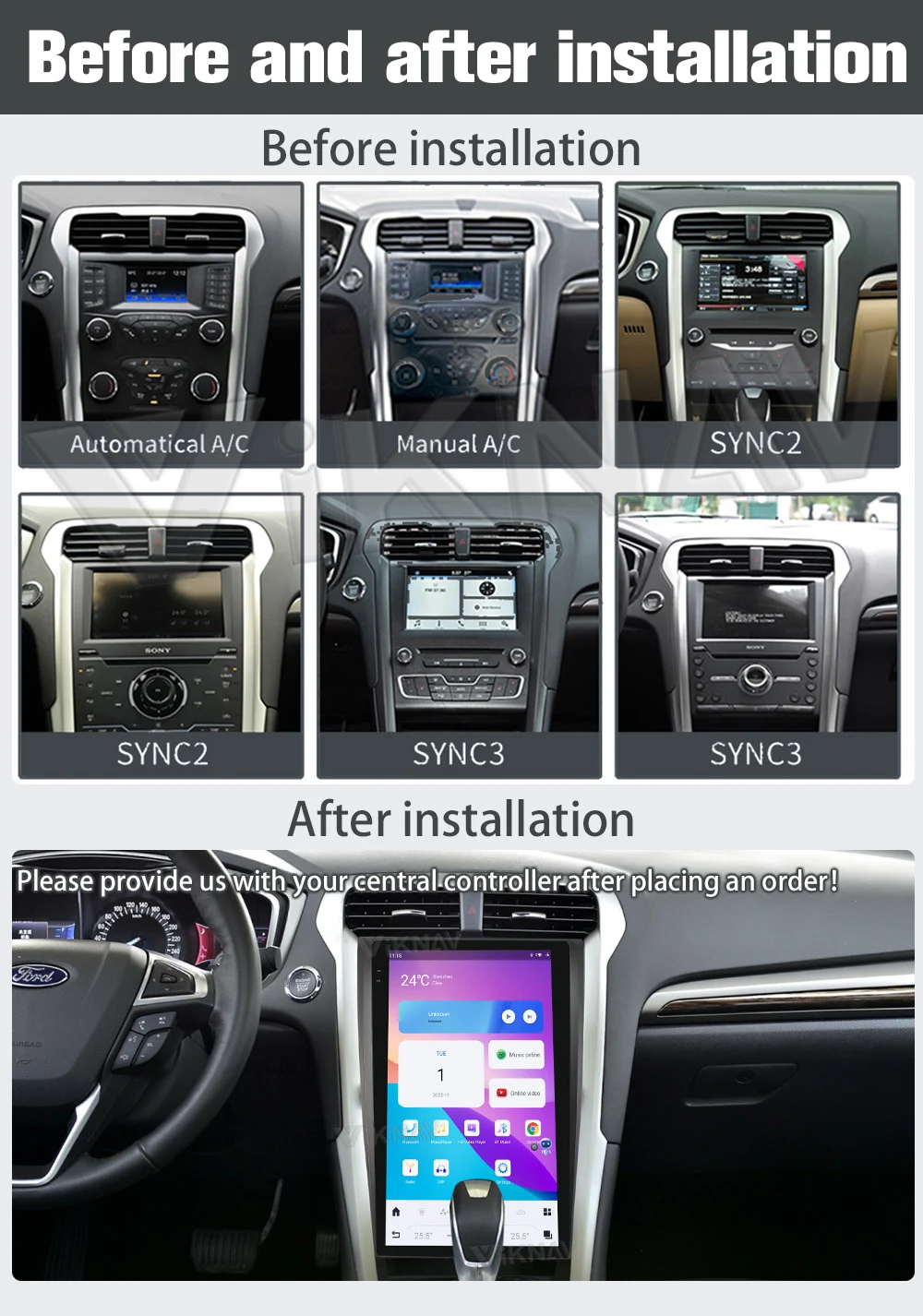 13.6 Inch Android Auto Car Radio For Ford Mondeo 2013-2021 Multimedia Player GPS Navigation Head Unit Wireless Carplay
