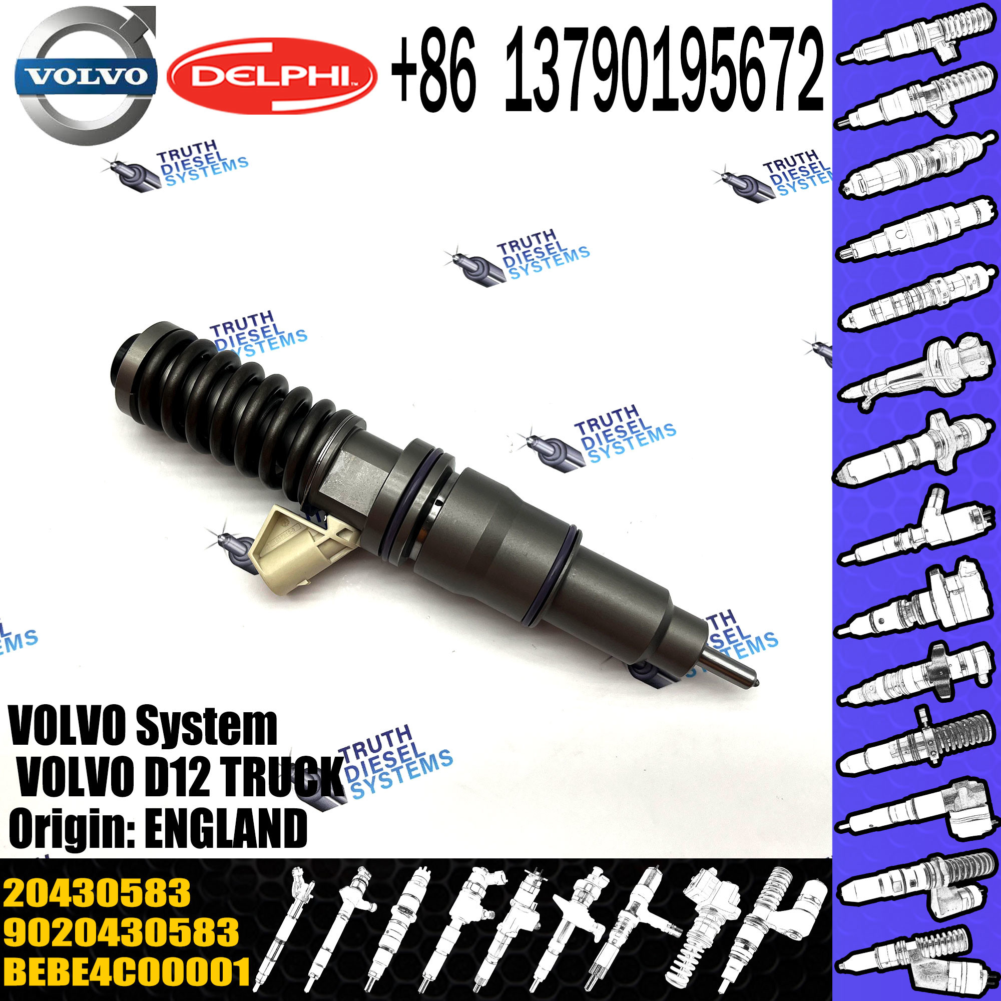 common rail injector 20430583 902043058For Renualt injector for VOL FH12 FM12 D12D diesel fuel injector 20430583