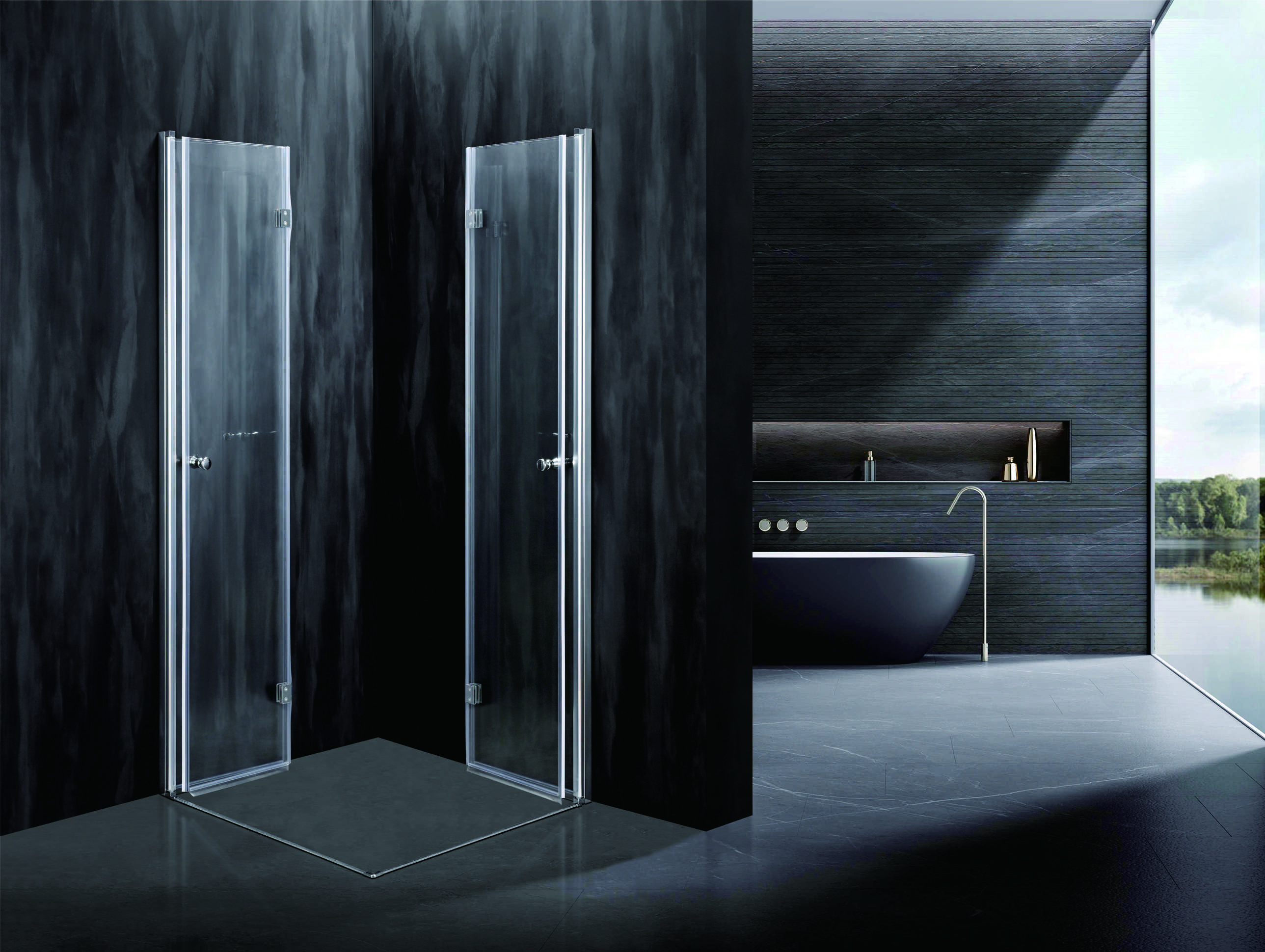 Functional Corner Shower With 6/8mm Tempered Glass And Aluminium Profile With Chrome