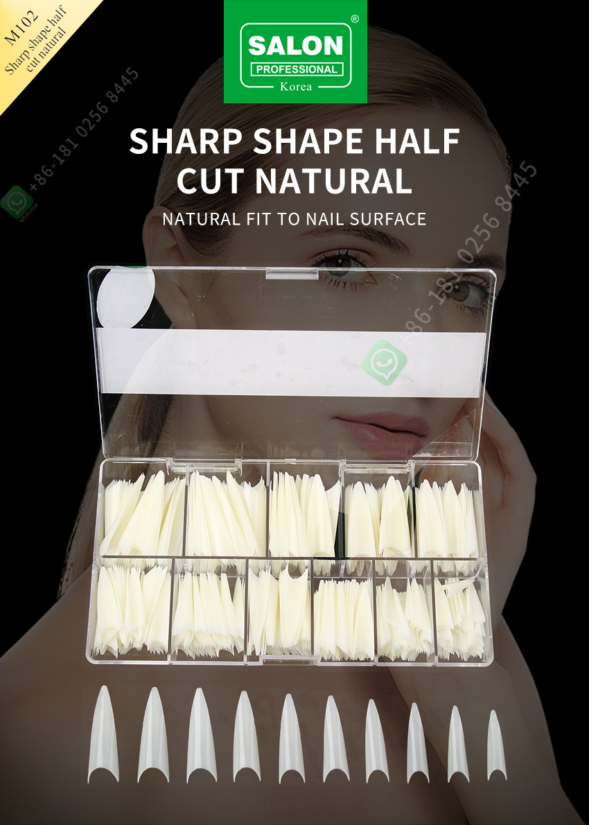 Sharp Shape Natural Nail Tips Half Cover Acrylic Fake Nails For DIY Nail Art Salon 500pcs/Box