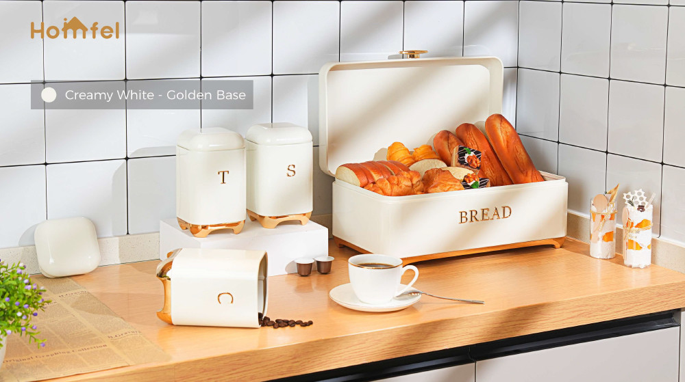 OEM Metal Bread Bin Set For Kitchen Storage And Freshness Preservation