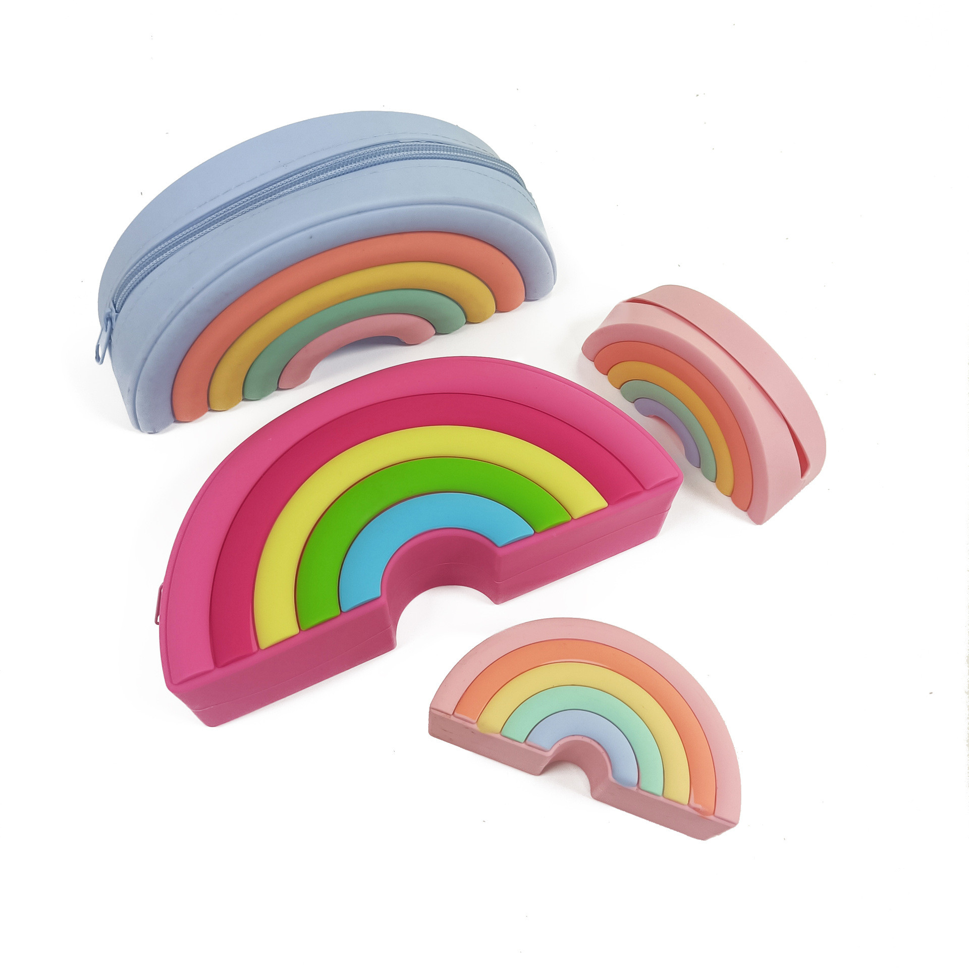 Rainbow Pop Shoulder Purse Fidget Toys Bag Sensory Silicone Rainbow Clouds Backpack For Girls Pencil Pen Case Kids Gifts