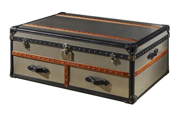 Brush Stainless Steel Side Coffee Table , Antique Vintage Trunk Coffee Table