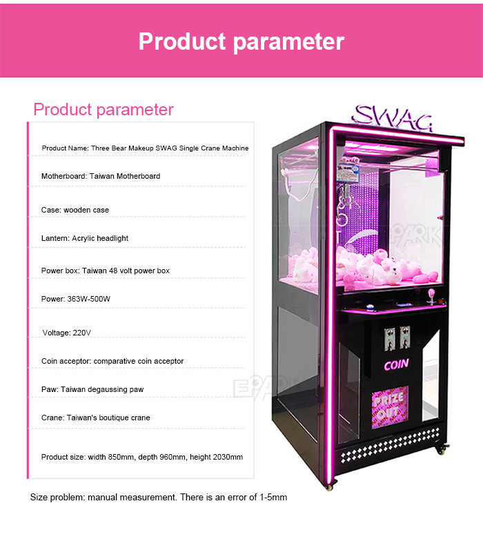Doll Crane Gift Arcade Toy Claw Game Machine Coin Operated