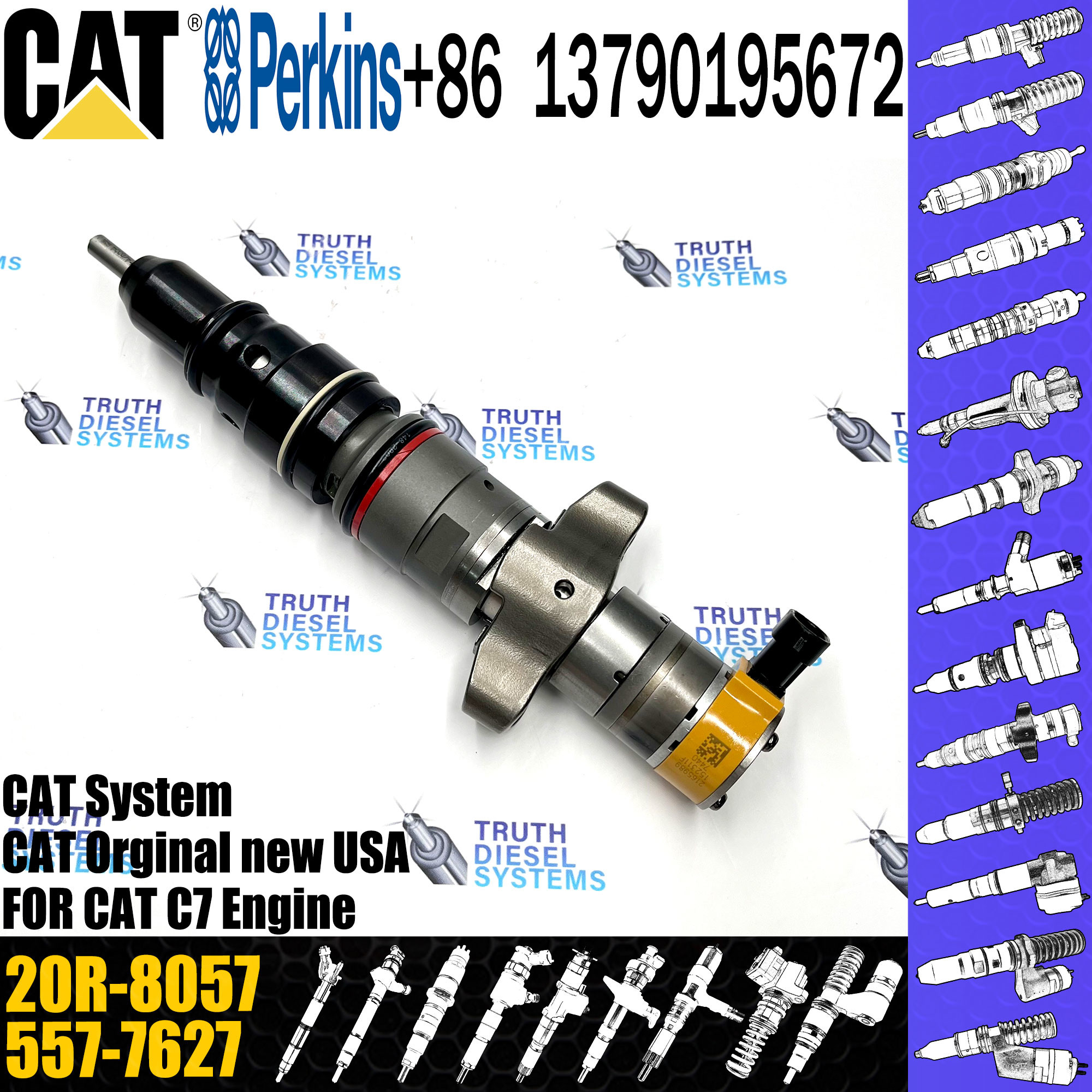Excavator Engine C7 Fuel Injector 557-7627 20R-9079 20R-8066 387-9441 20R-8069 295-1409 20R-8057