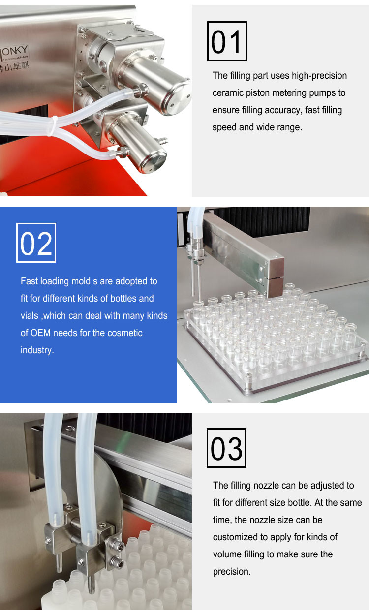 Desktop X-Y Axis Vape Oil Liquid Filling Machine With Diving Filling Function And 60-80 Bottles / Min Speed