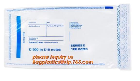 Security plastic bag with adhesive tape for cash, plastic money bag, Security Money Cash Bag For Airport/Bank and police