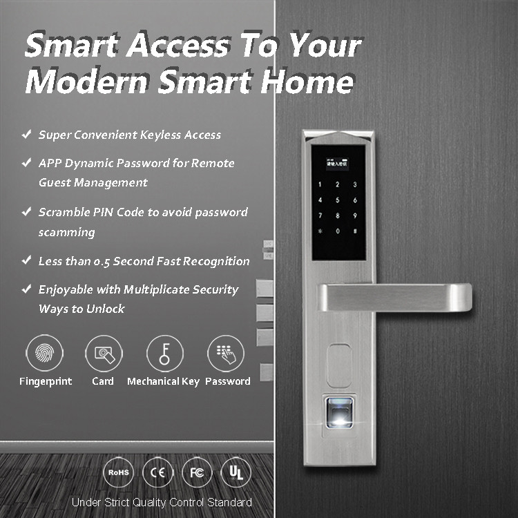 Code Fingerprint Door Lock Knob Golden Less Than 0.5 Second Instant - On Technology