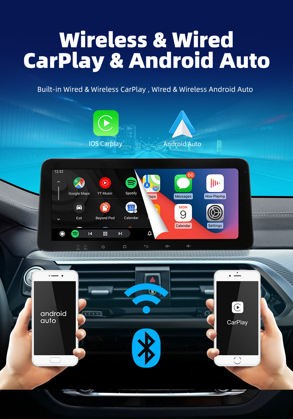 10.33 inch Universal Car Multimedia System with 4 64GB Storage and Android 11 12