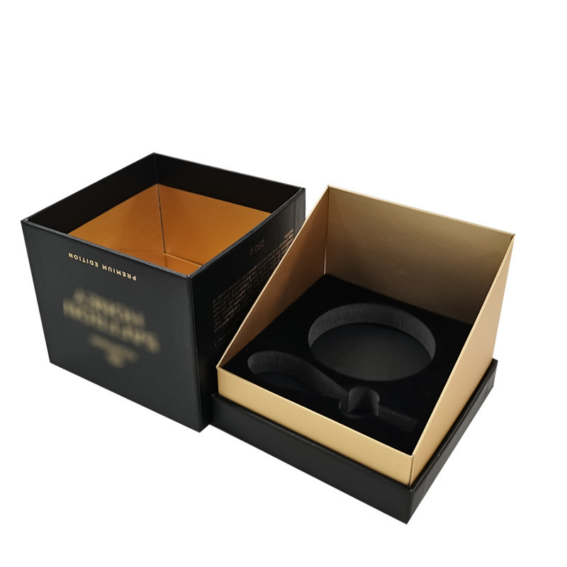 Empty Black Candle Packaging Box Siliver Foil Stamping Logo