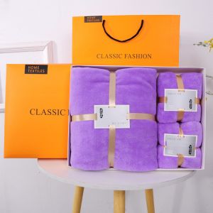 Customized Printing Designs Pure Cotton Bath Towel Three Piece Set in Rectangle