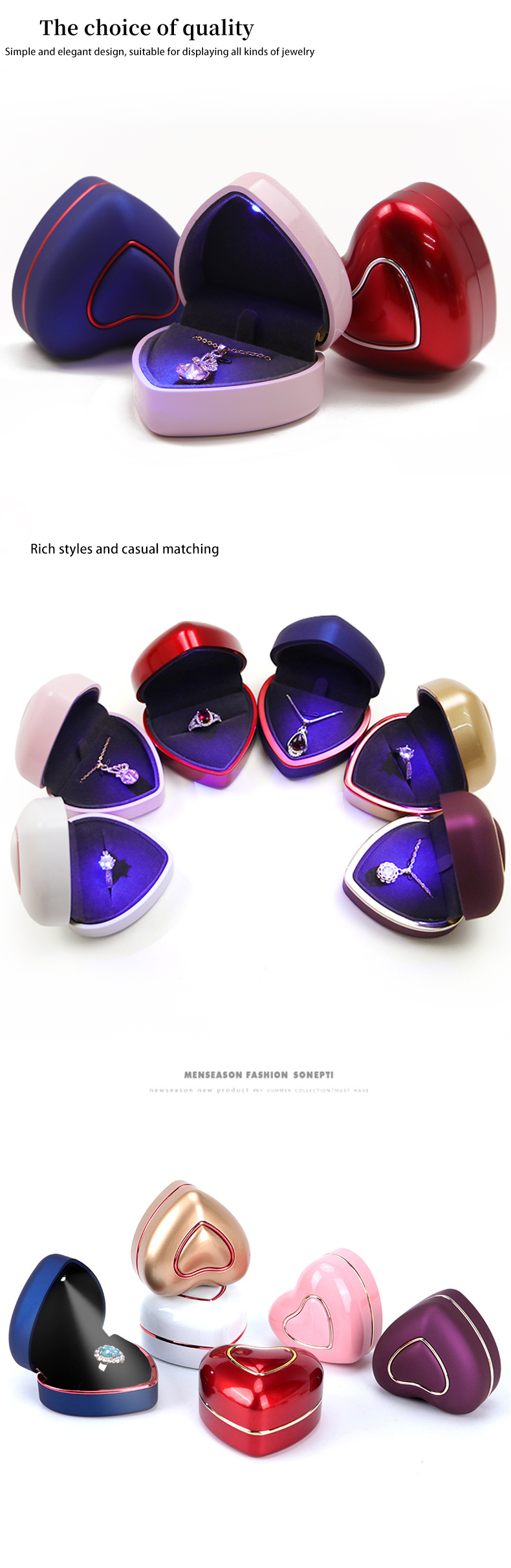 Jewelry Package White LED Light Ring Box Custom Size Hanhong OEM Display Case for Jewelry