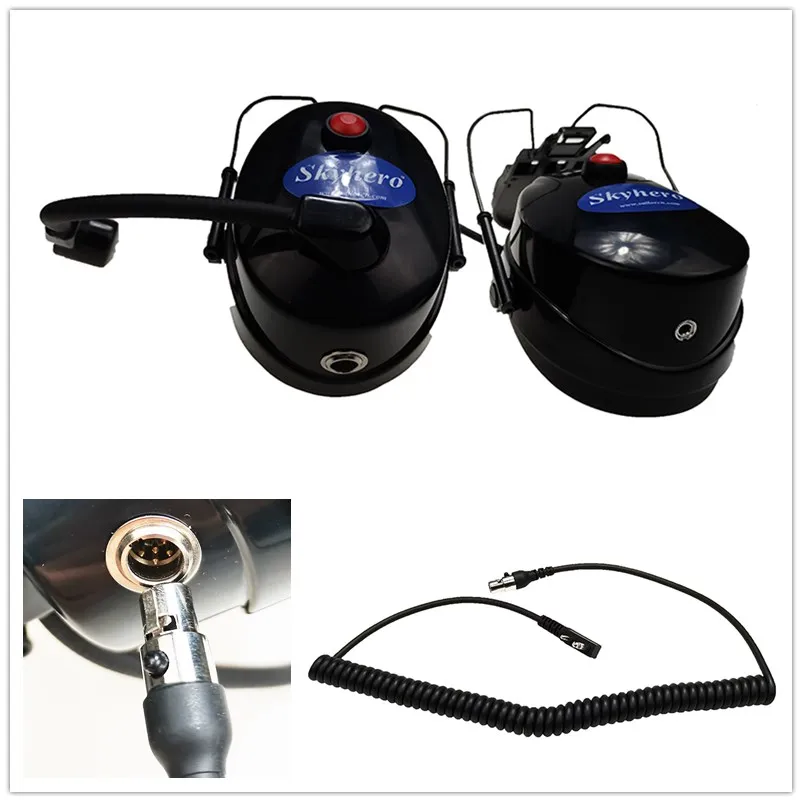 Paramotor helmet headset with Dynamic noise cancelling or electret microphone high noise cancelling