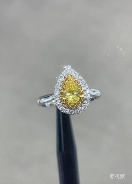 Lab Grown Diamond Rings Certified Yellow Pear Diamond Anniversary Ring 1ct VS2 ~