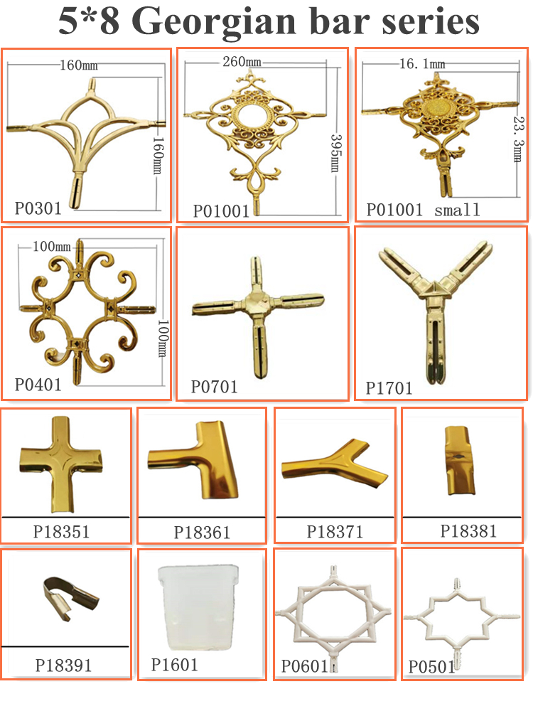 Uv Proof Flower Internal Georgian Bars For Double Glazing Door Decoration
