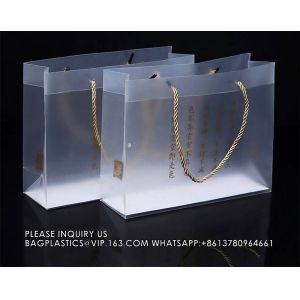 Clear Luxury PP Handbag With Handle Reusable Custom Logo Plastic Tote Bag For