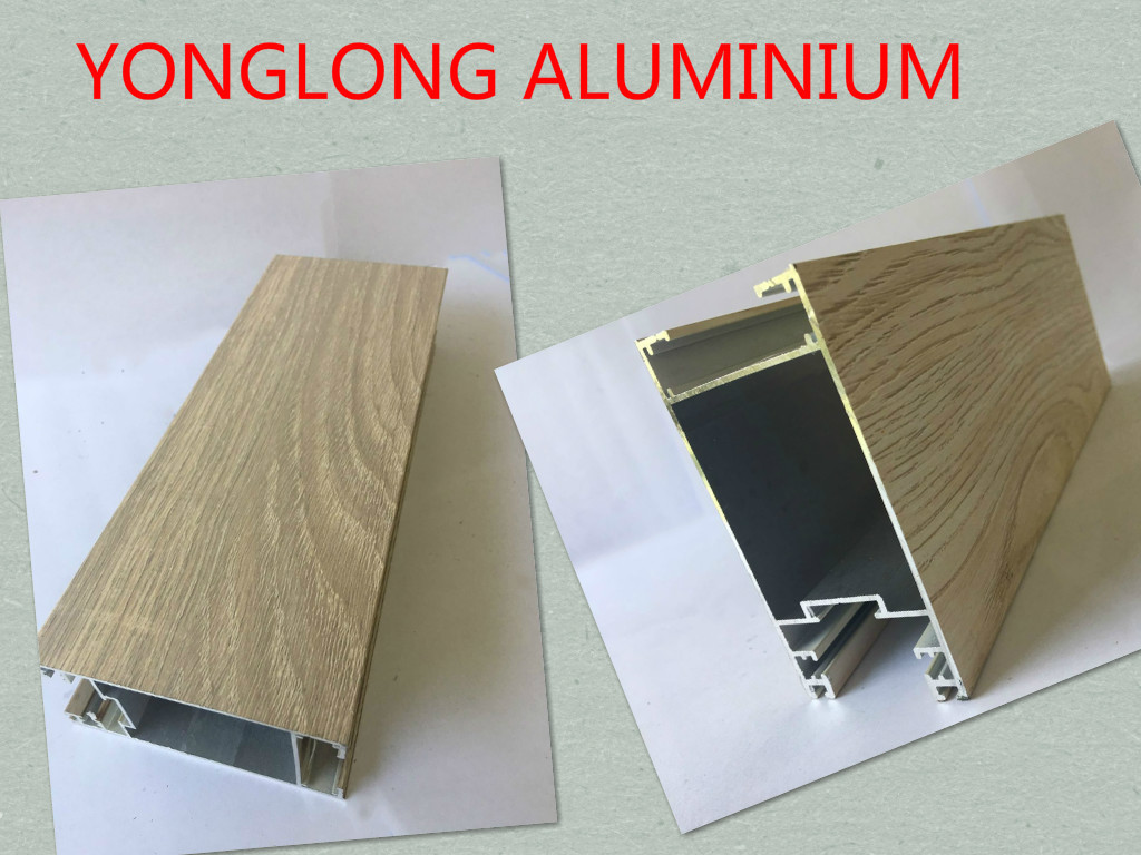 Decorative Wood Grain Aluminum , Aluminium Door Profiles With Customize Length