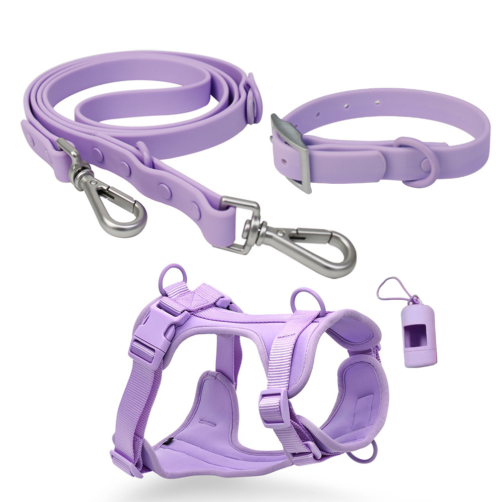 PVC Dog Collar And Leash Harness Custom Logo Waterproof Soft Set OEM ODM Accepted