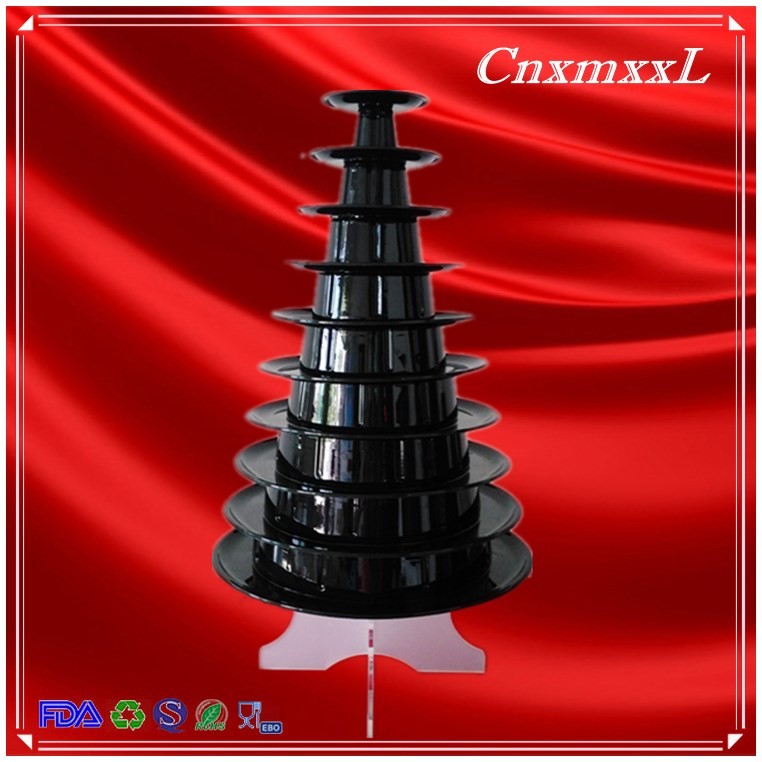 plastic pyramid display case 10 tier macaron tower display tower case with Acrylic base