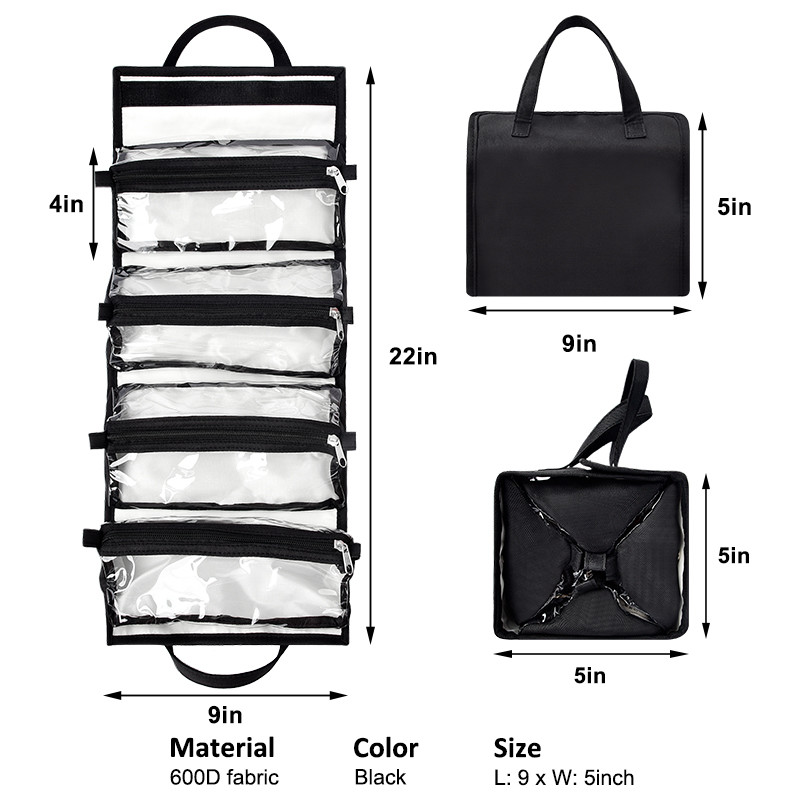 Travel Extra Large Hanging Custom Toiletry Bag Separated PVC Make Up Pouch 9X5"