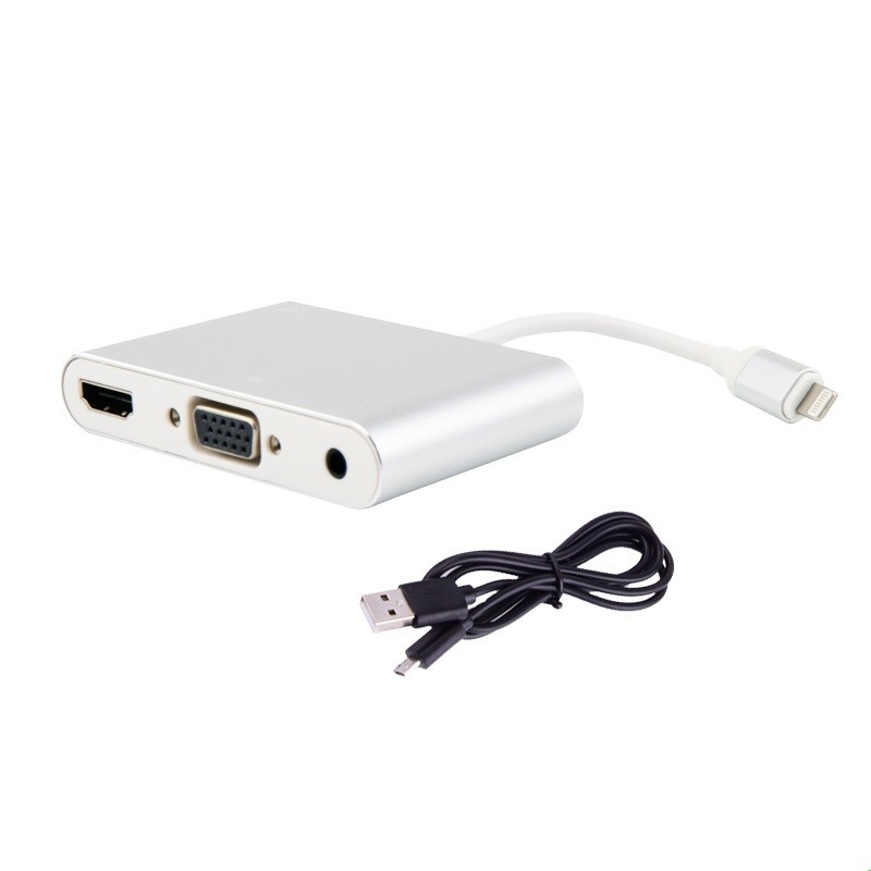 Kico Lighting to 3.5mm Aux port Audio & VGA & HDTV Adapter Converter Cable For Iphone
