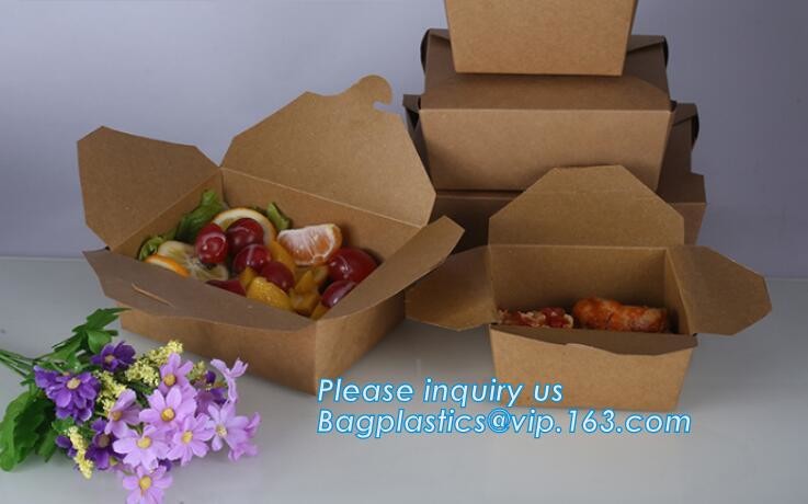 Cheap Cardboard foldable kraft paper lunch box with window,Lunch noodle fast food kraft paper box by customized logo pri