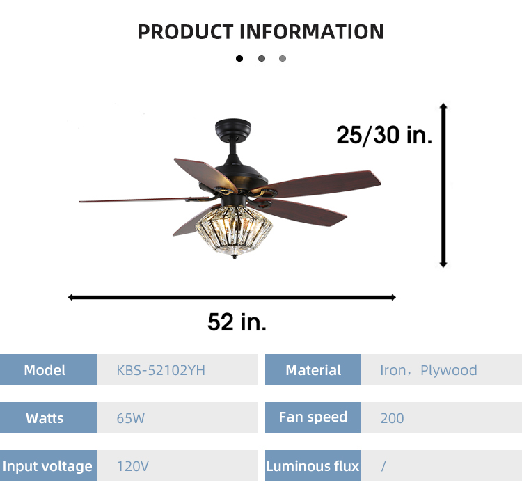 Industrial 65W Low Profile Metal Blade Ceiling Fan with light 120V AC DC Motor