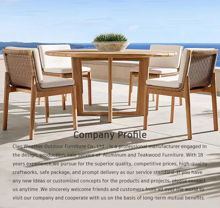 Commercial Outdoor Garden Dining Set Luxury Teak Wood Furniture for Hotel and Restaurant