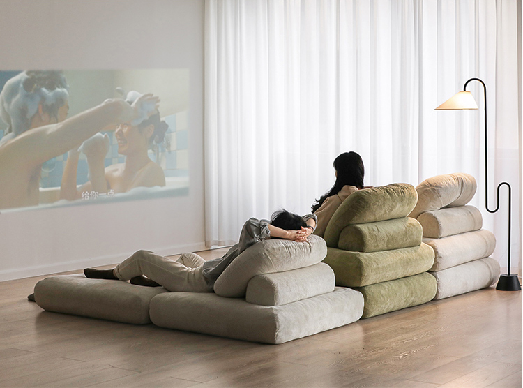 Reclining Convertible Sectional Couch Bed Sofa Tatami With Velvet Fabric
