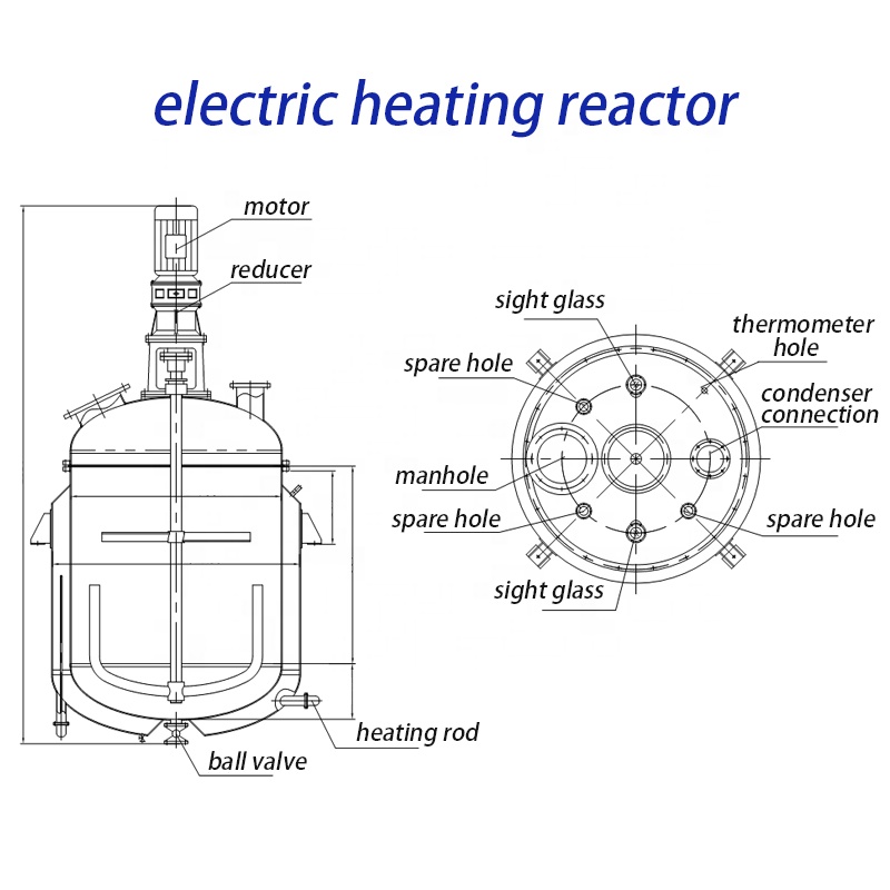 Chemical Jacketed Reactor Tank with Motor Stirrer and Reflux Condenser