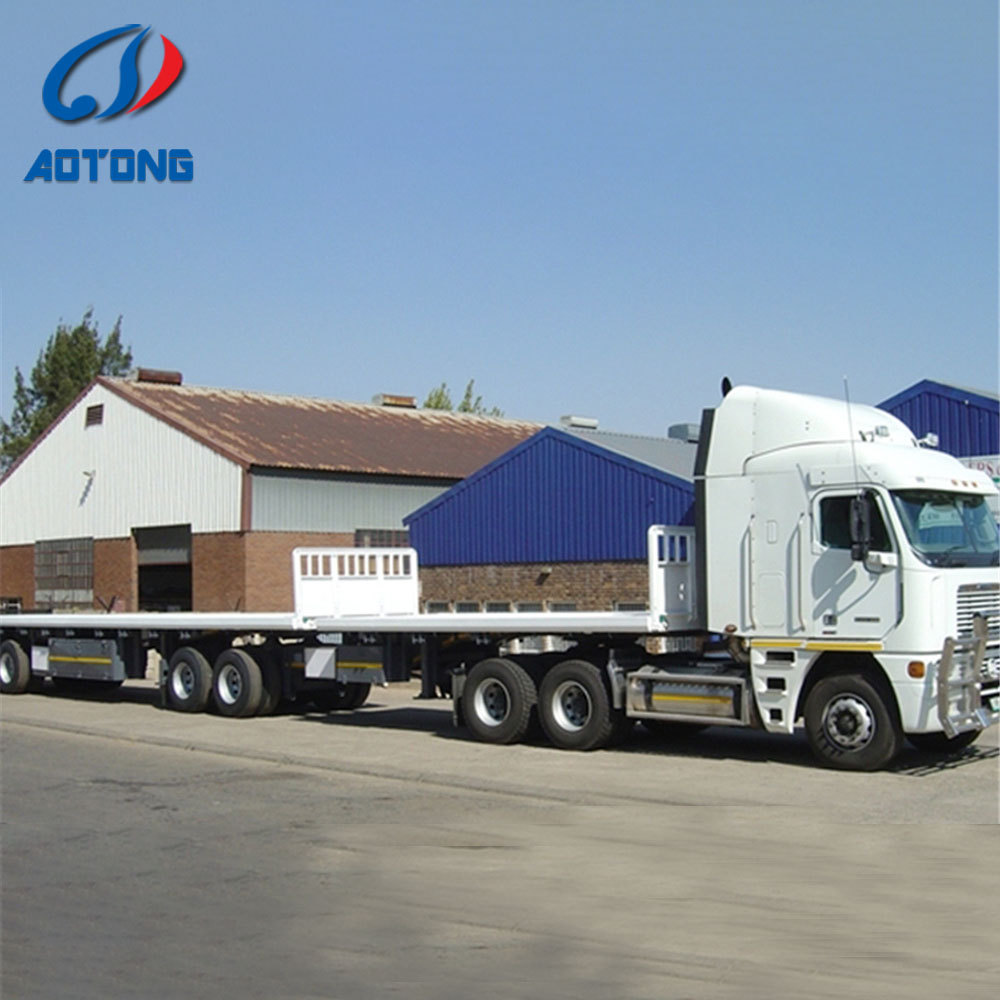 40 Ft 45 Ft 50ft Gooseneck Extendable Flat Bed Container Semi Trailer for Multi Axles