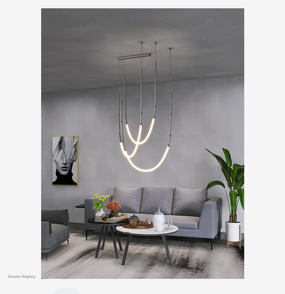 Retro Stainless Steel chandelier Minimalism Designer Living Room linear chandelier(WH-MI-392)