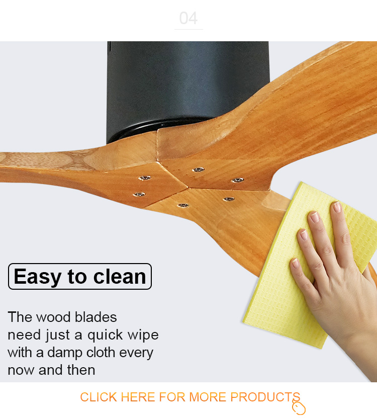 Wood 3 Blade Ceiling Fan without Light for 52 inch Size in English Operating Language