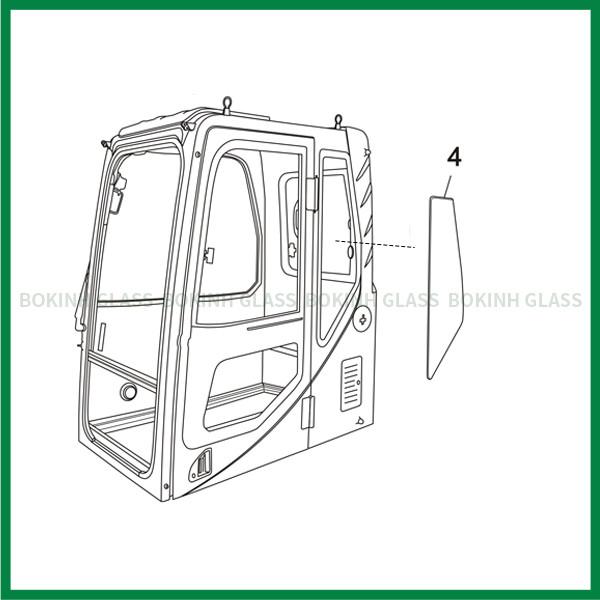 SUMITOMO CATERPILLAR Excavator Cab Glass Left Door Rear Position NO.4 Windshield