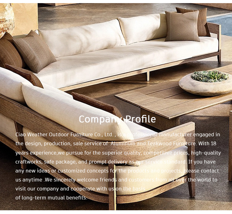 Outdoor Furniture Garden Sofa Set luxury teak sofa modern for Corner villa Hotel teakwood Patio