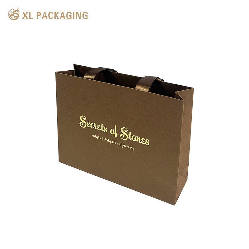 Custom Printed Laminated Brown Small Clothing Jewelry Shopping Gift Packaging Paper Bag Eco Friendly Features Box Type