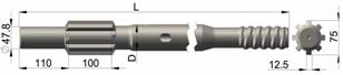 High Performance Furukawa HD709RP Shank Adapter for hydraulic and pleumatic rigs
