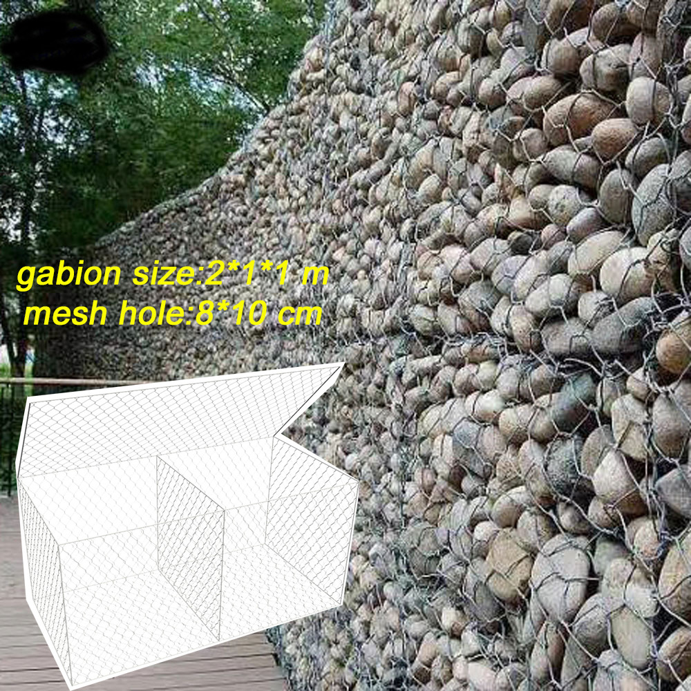 Soil Retaining Pvc Coated Gabion Baskets Mesh Size 80mm X 100mm 1.5x1x1m